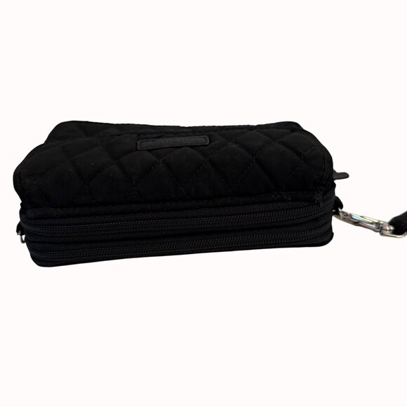 Vera Bradley Smartphone Wristlet Wallet Black Quilted Dual Zippers Card Slots - Picture 3 of 16